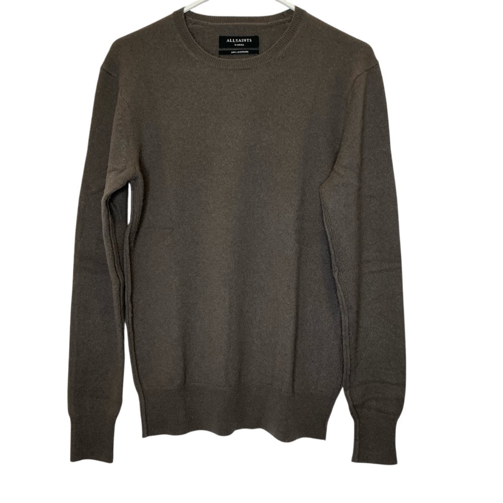 All Saints Men's Mont Cashmere Brown Crewneck Sweater Size XSmall